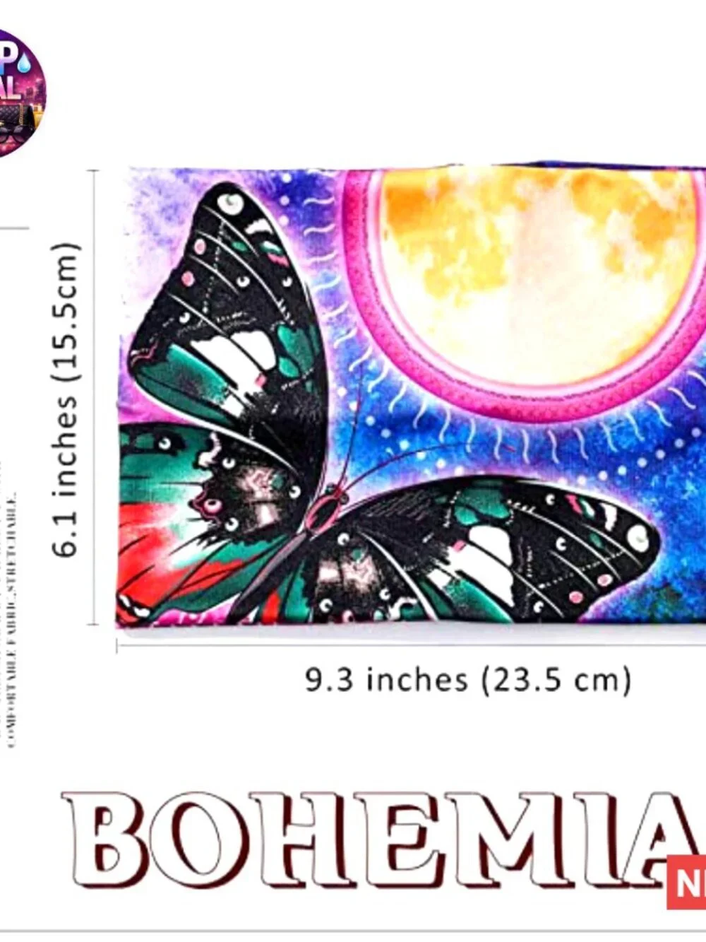 Wide Boho Headbands Butterfly Stretch Button Hair Bands Headwrap